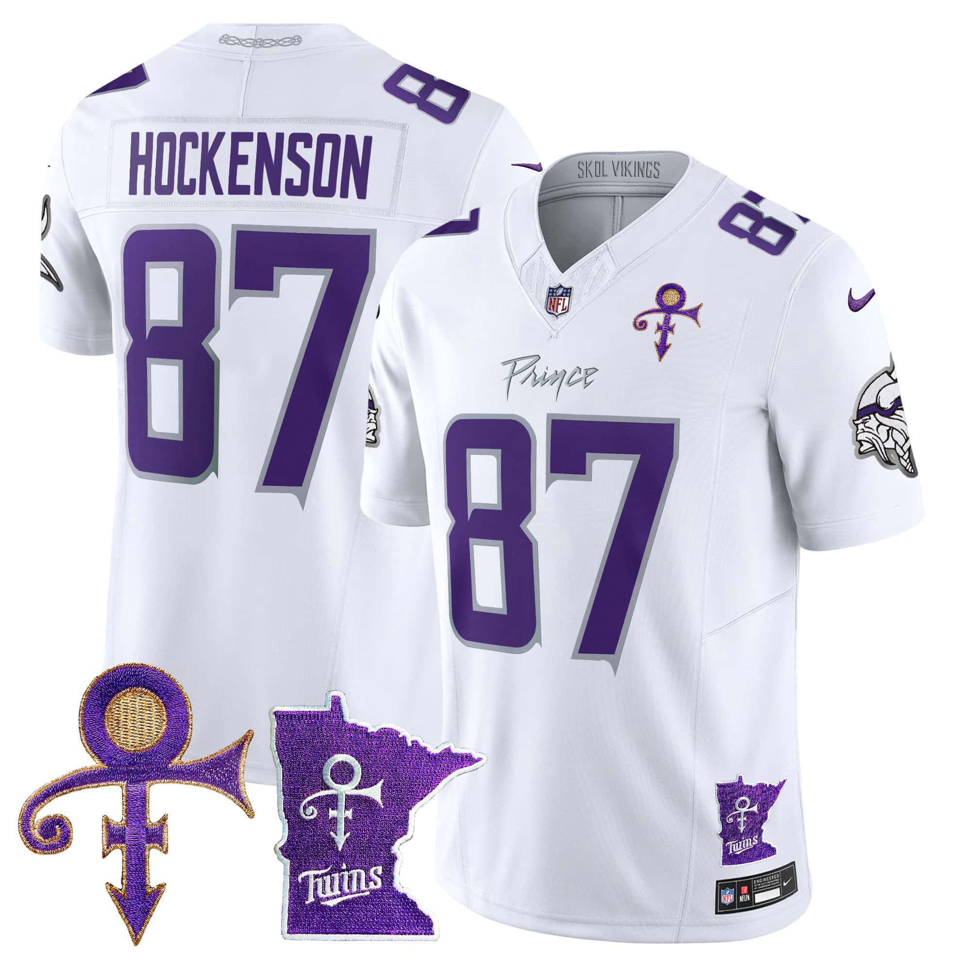 Men Minnesota Vikings 87 Hockenson White 2024 Nike Prince Vapor Limited NFL Jersey